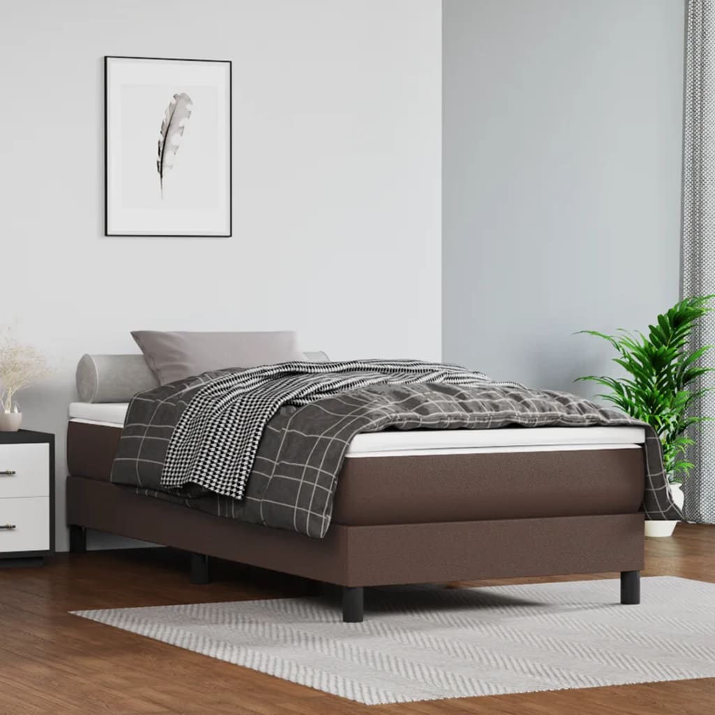 Pocketresårmadrass medium brun 90x200x20 cm konstläder