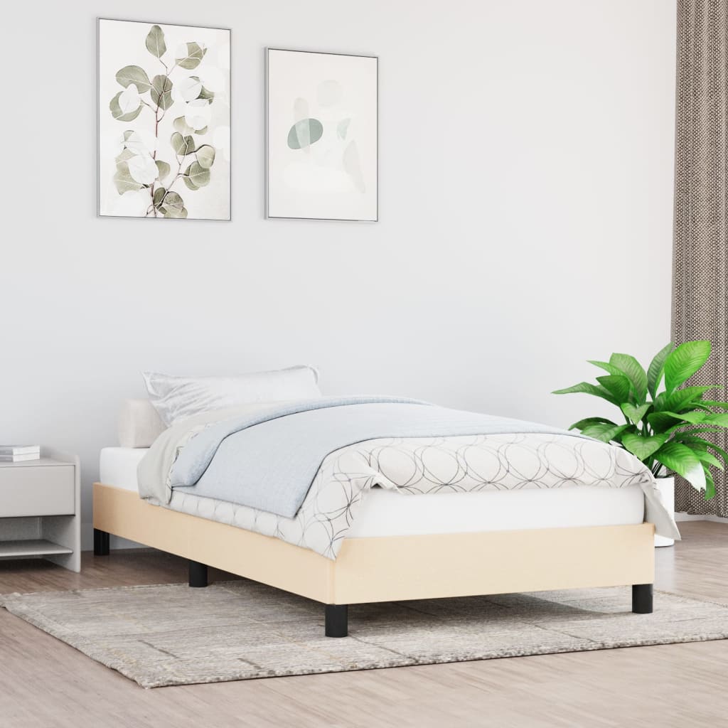 Sängram utan madrass gräddvit 100x200 cm tyg