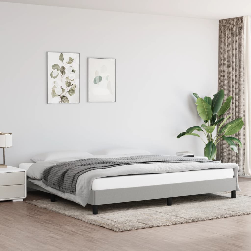 Sängram utan madrass ljusgrå 200x200 cm tyg