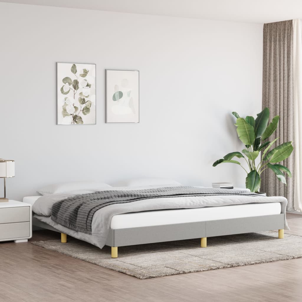 Sängram utan madrass ljusgrå 200x200 cm tyg