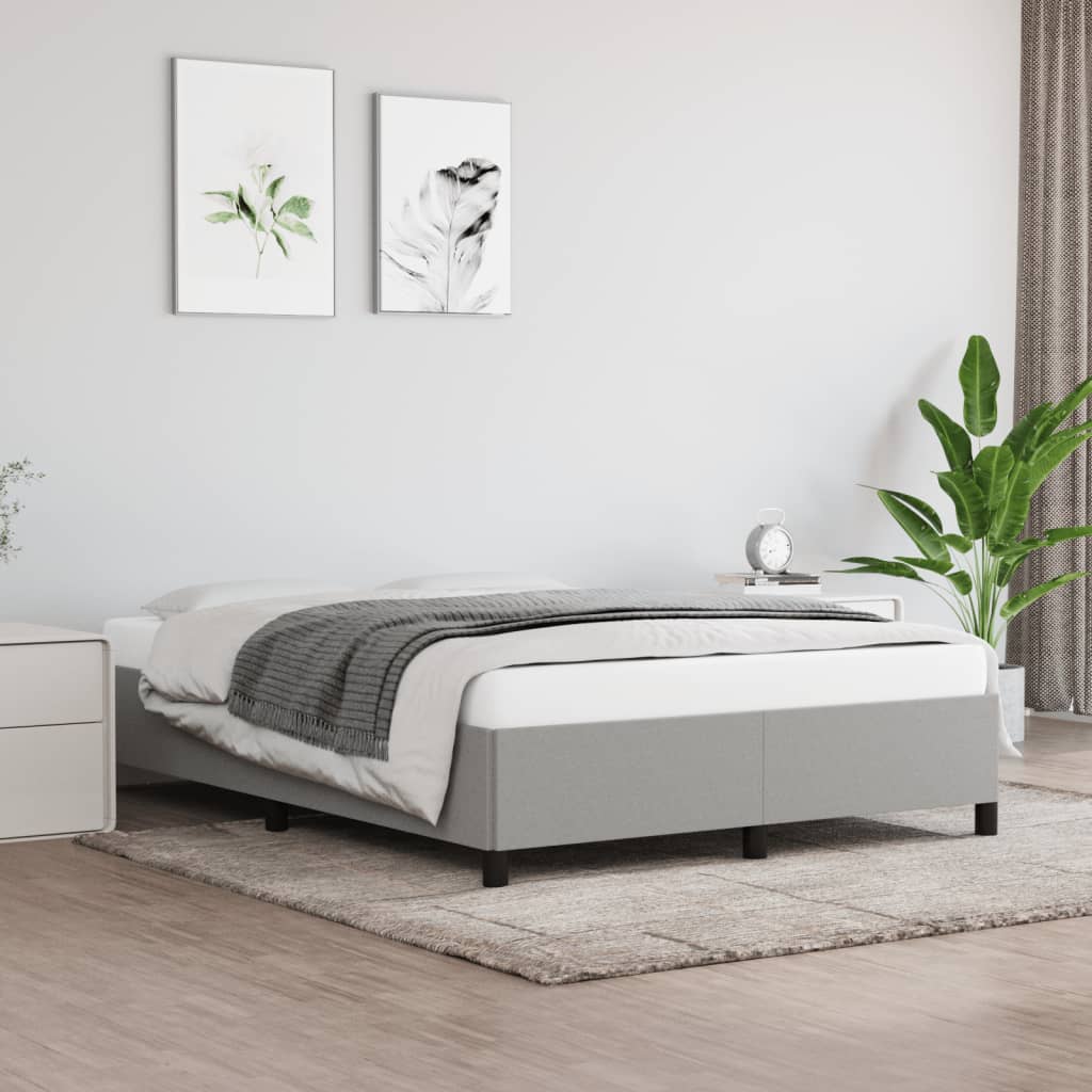 Sängram utan madrass ljusgrå 140x200 cm tyg