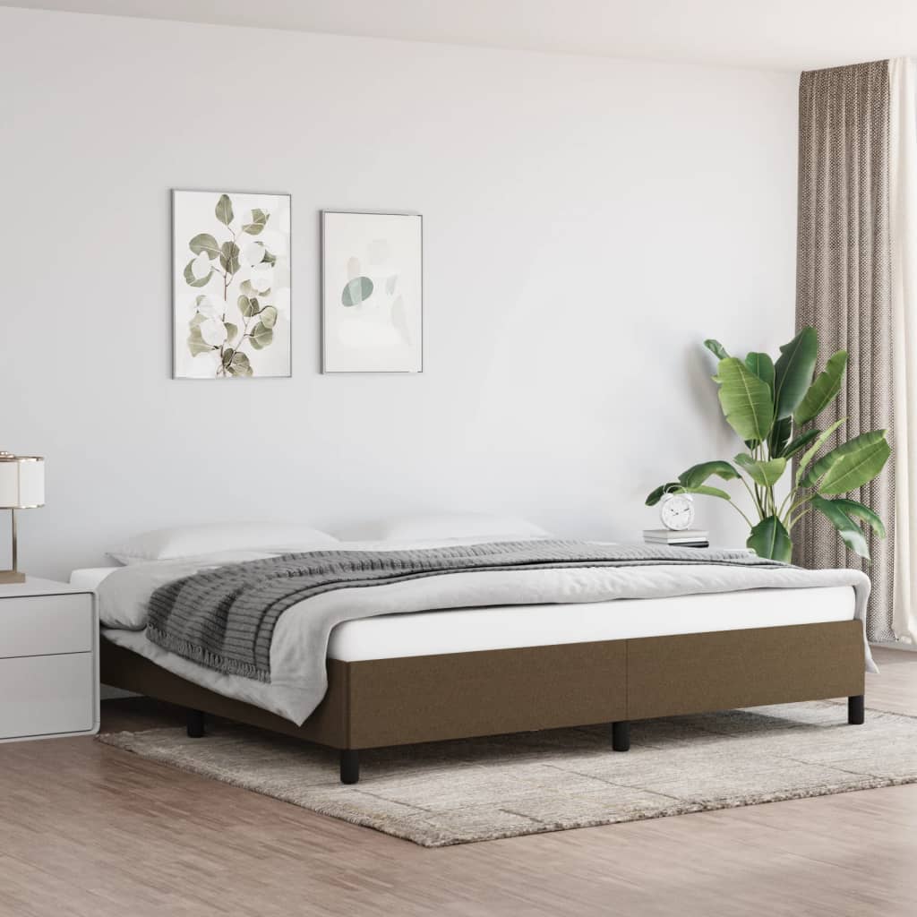 Sängram utan madrass mörkbrun 200x200 cm tyg