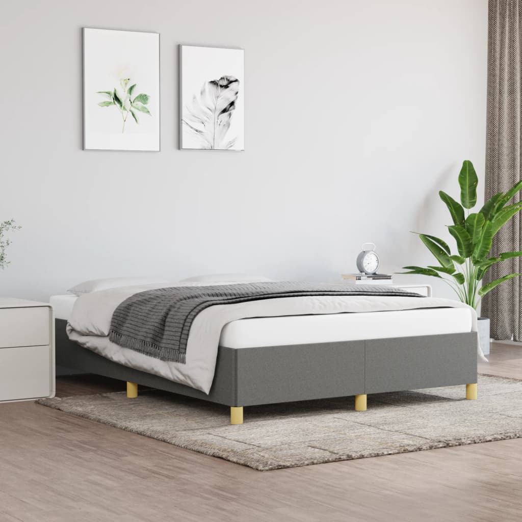 Sängram utan madrass mörkgrå 140x190 cm tyg