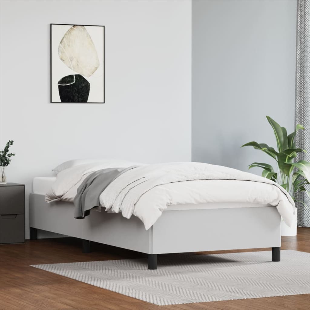 Sängram utan madrass vit 100x200 cm konstläder