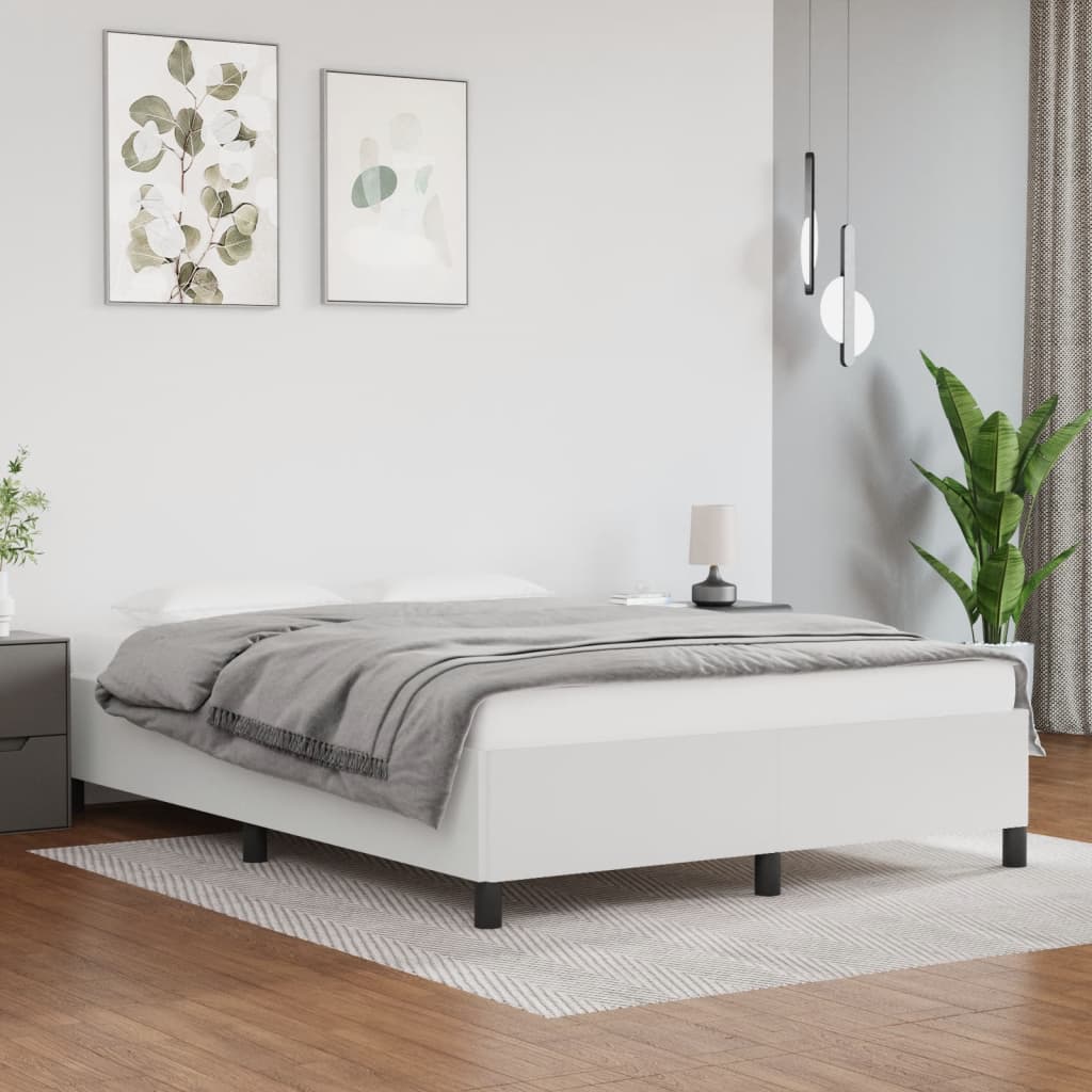 Sängram utan madrass vit 140x190 cm konstläder