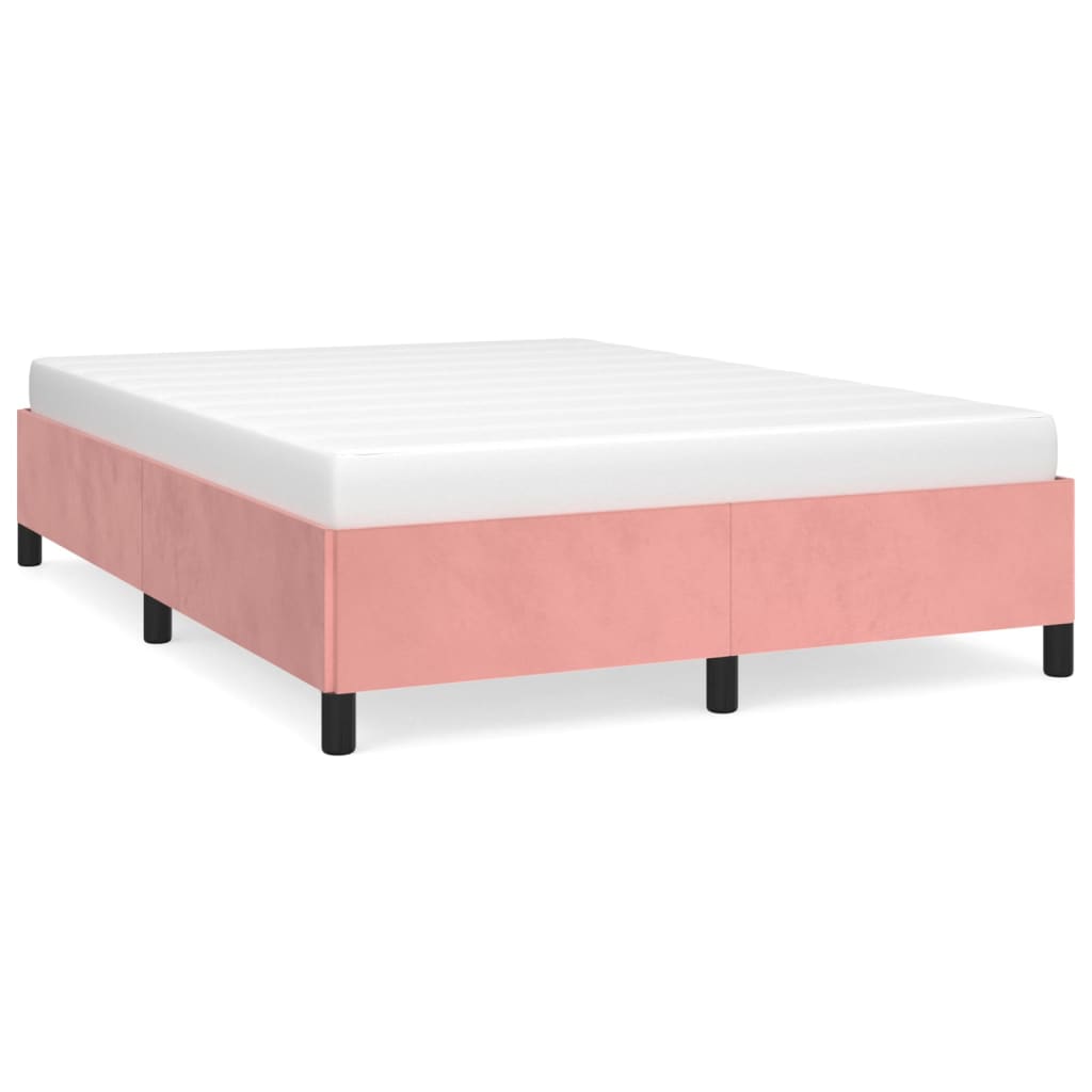 Sängram utan madrass rosa 140x190 cm sammet