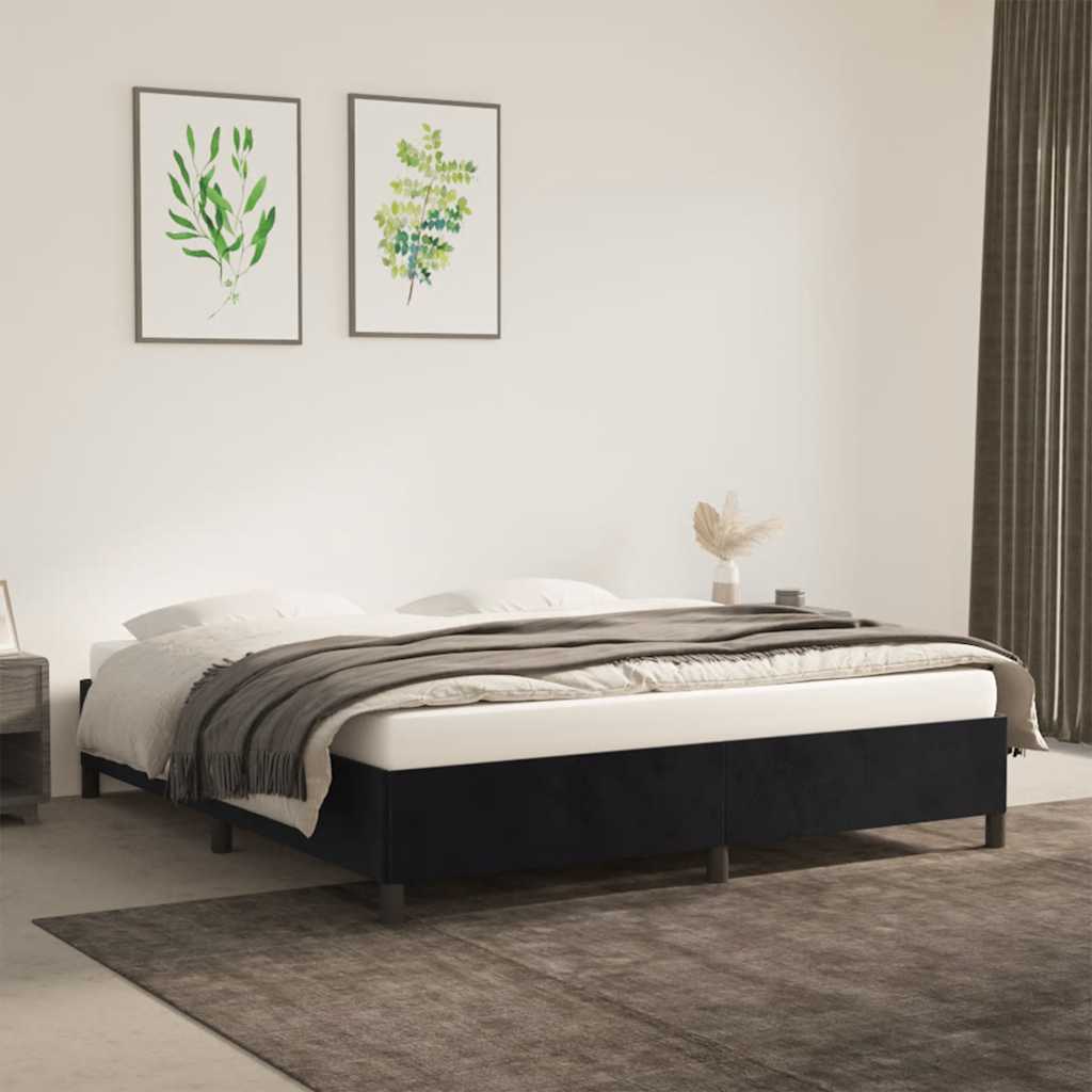 Sängram utan madrass svart 160x200 cm sammet