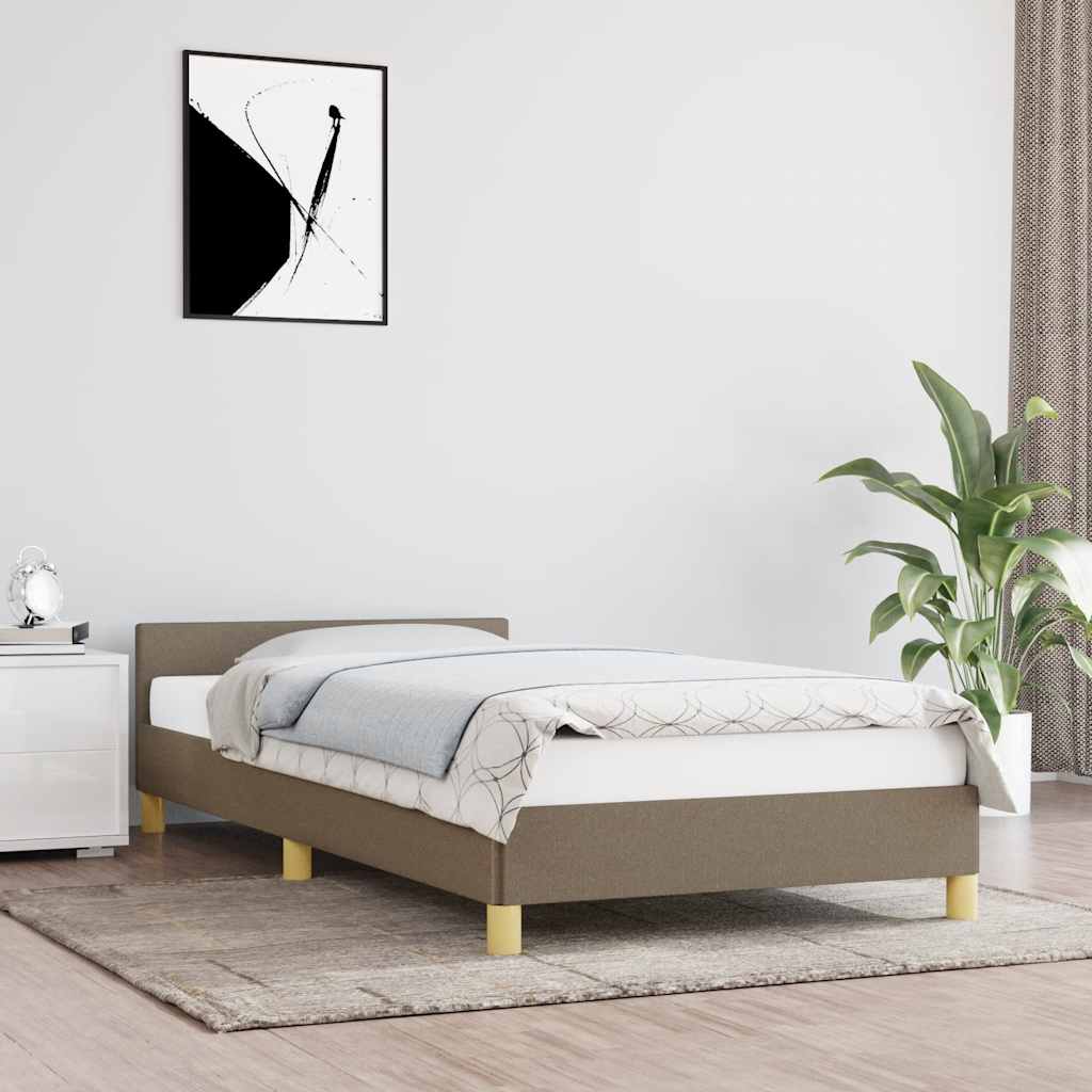 Sängram med huvudgavel utan madrass taupe 90x200 cm tyg