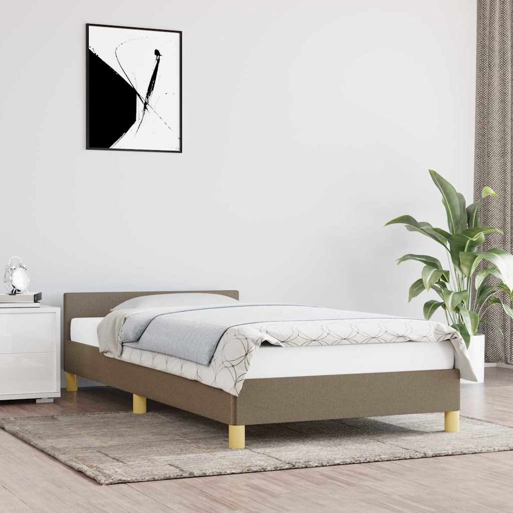 Sängram utan madrass taupe 100x200 cm tyg