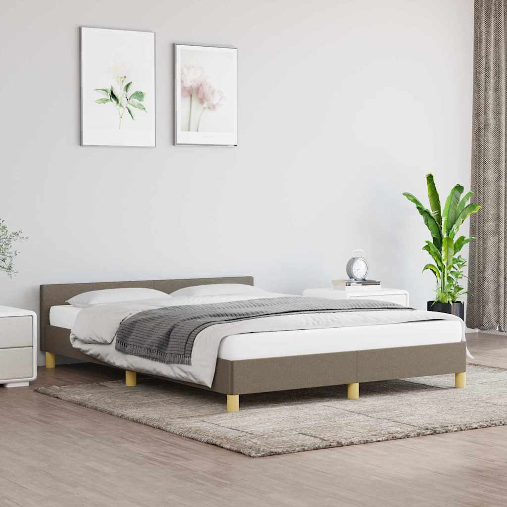 Sängram utan madrass taupe 140x200 cm tyg
