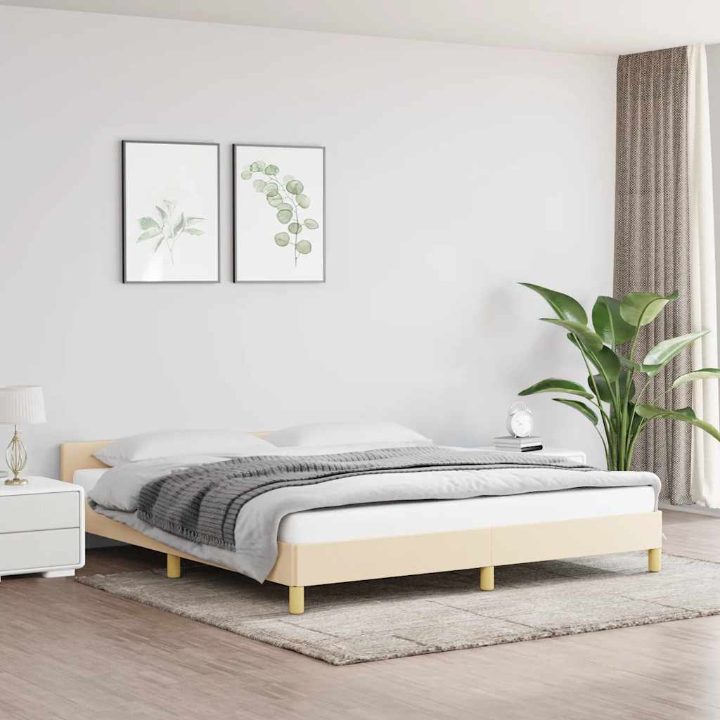 Sängram utan madrass gräddvit 160x200 cm tyg