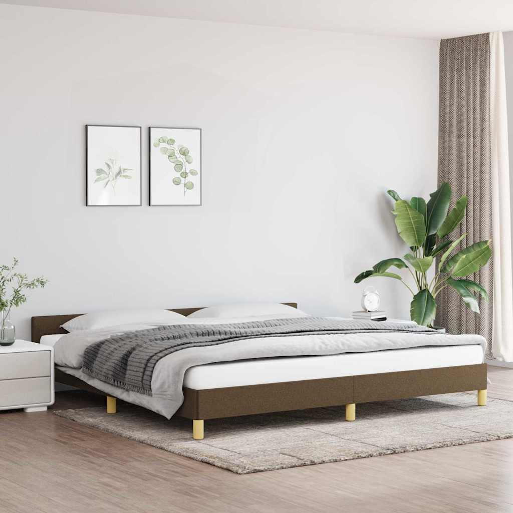 Sängram utan madrass mörkbrun 200x200 cm tyg