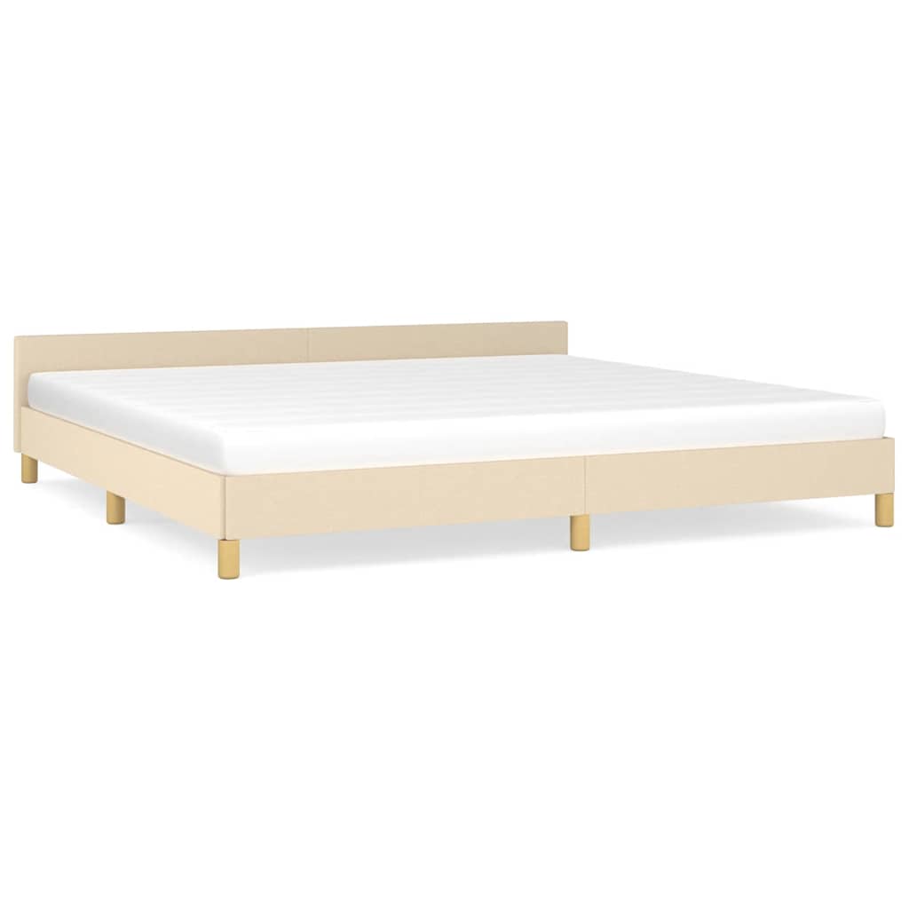 Sängram utan madrass gräddvit 200x200 cm tyg