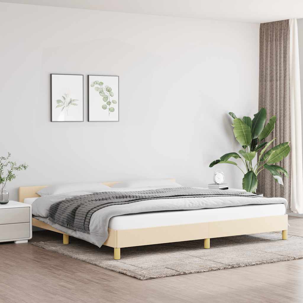 Sängram utan madrass gräddvit 200x200 cm tyg
