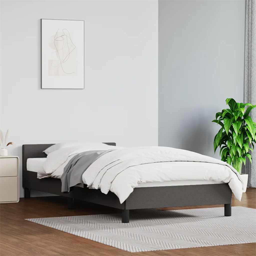 Sängram med huvudgavel utan madrass grå 90x200 cm