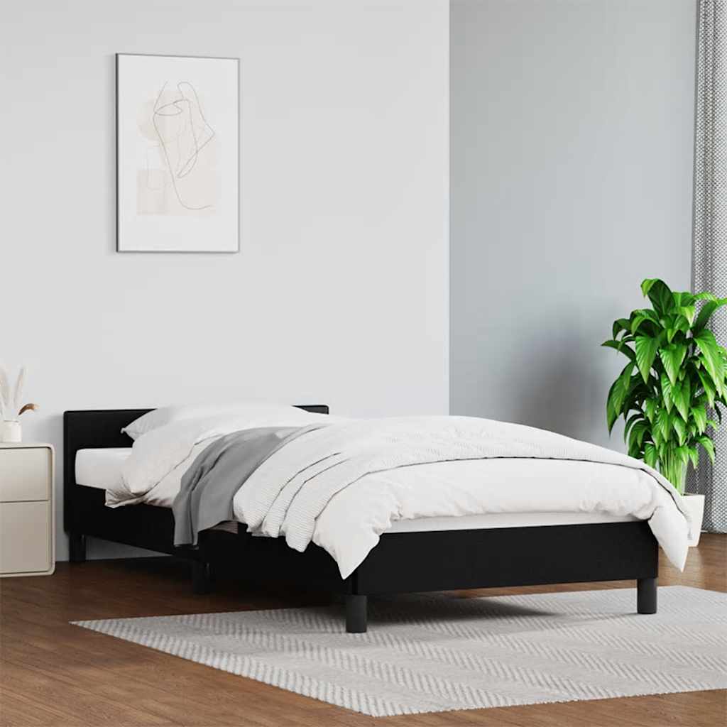 Sängram med huvudgavel utan madrass svart 100x200 cm