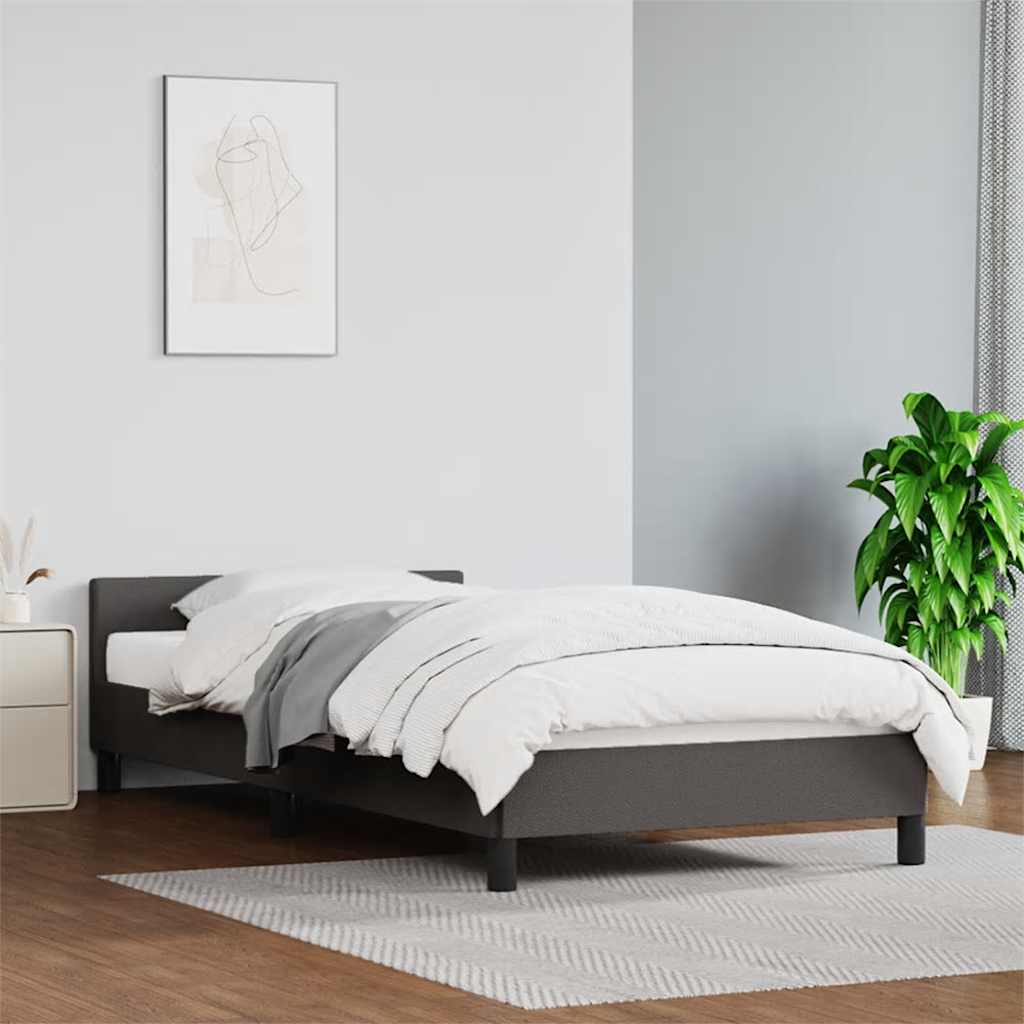 Sängram med huvudgavel utan madrass grå 100x200 cm
