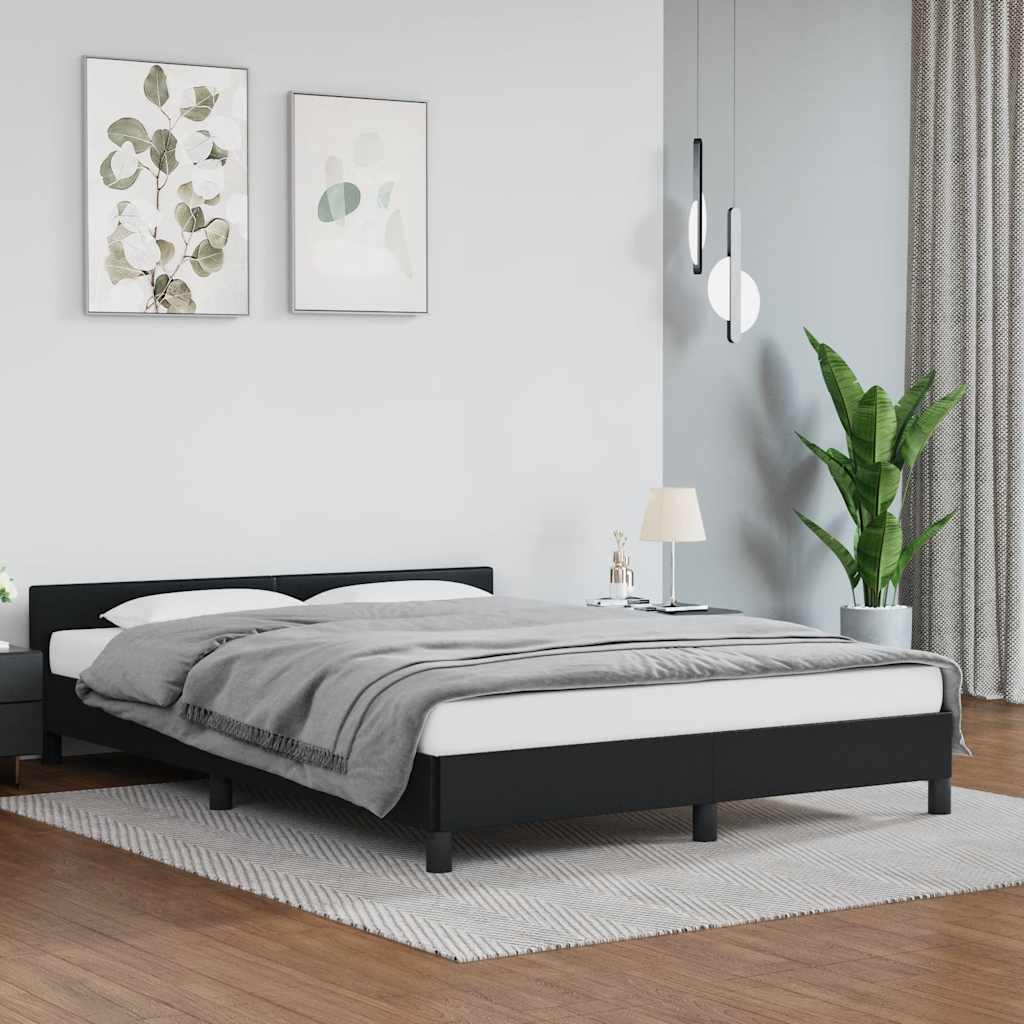 Sängram med huvudgavel utan madrass svart 140x190 cm