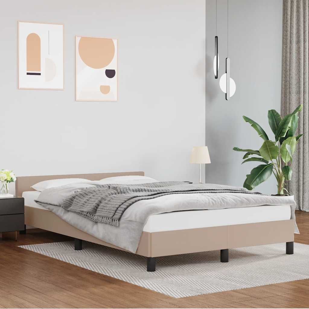 Sängram med huvudgavel utan madrass cappuccino 140x190 cm