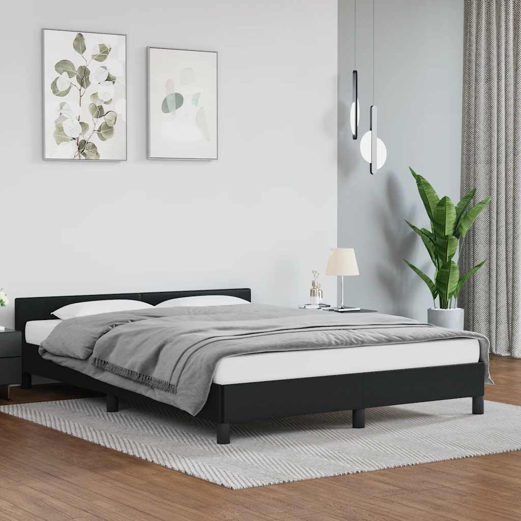 Sängram med huvudgavel utan madrass svart 140x200 cm