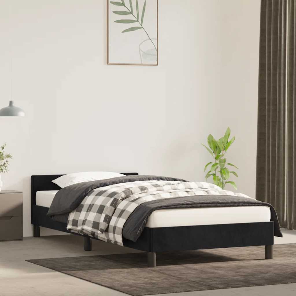 Sängram utan madrass svart 100x200 cm sammet