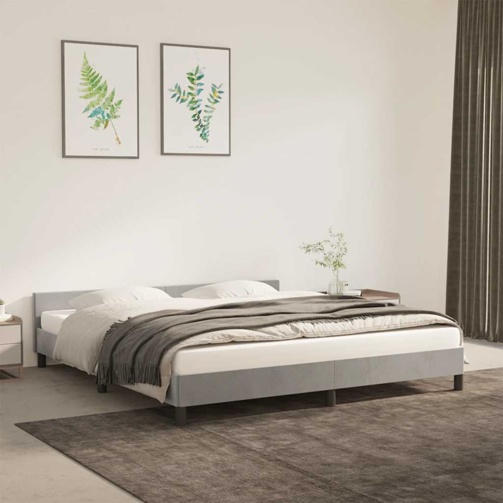 Sängram utan madrass ljusgrå 160x200 cm sammet