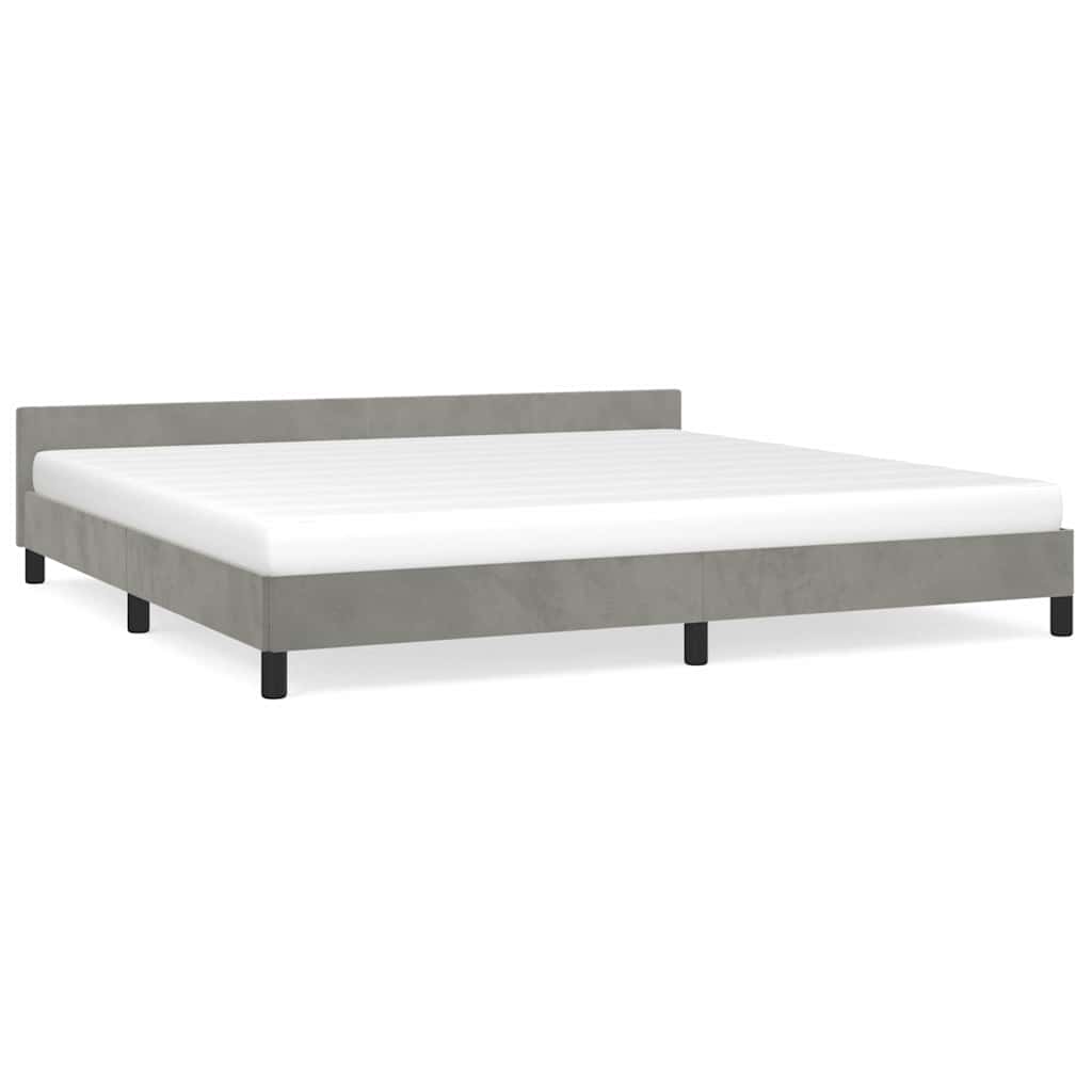Sängram utan madrass ljusgrå 200x200 cm sammet