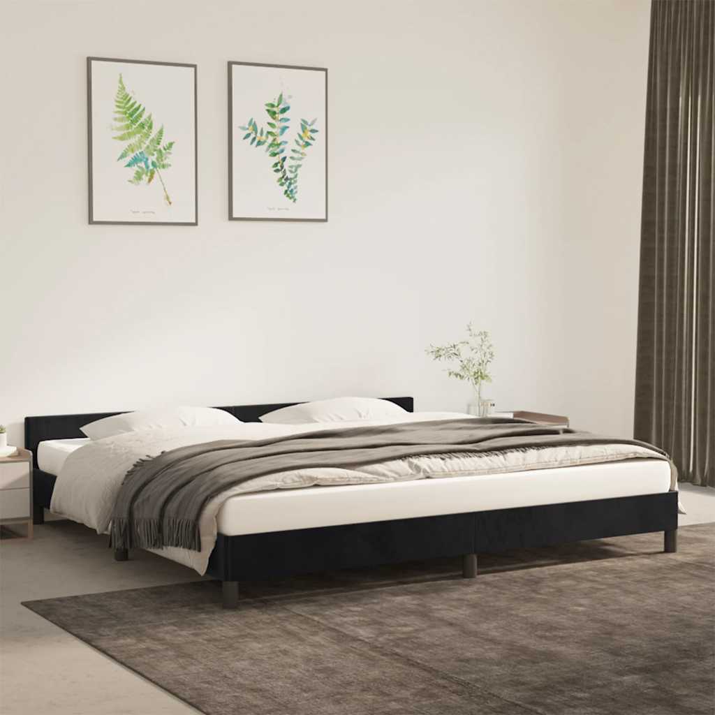 Sängram utan madrass svart 200x200 cm sammet
