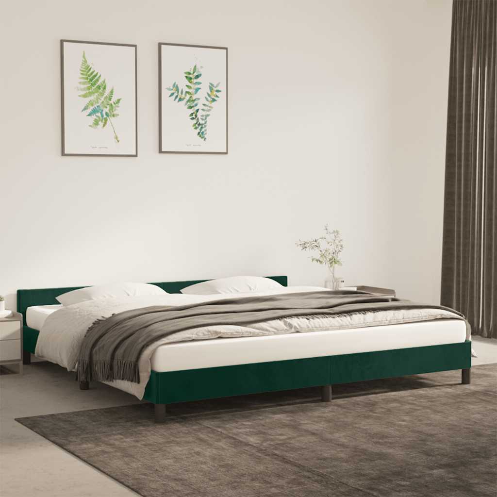 Sängram utan madrass mörkgrön 200x200 cm sammet