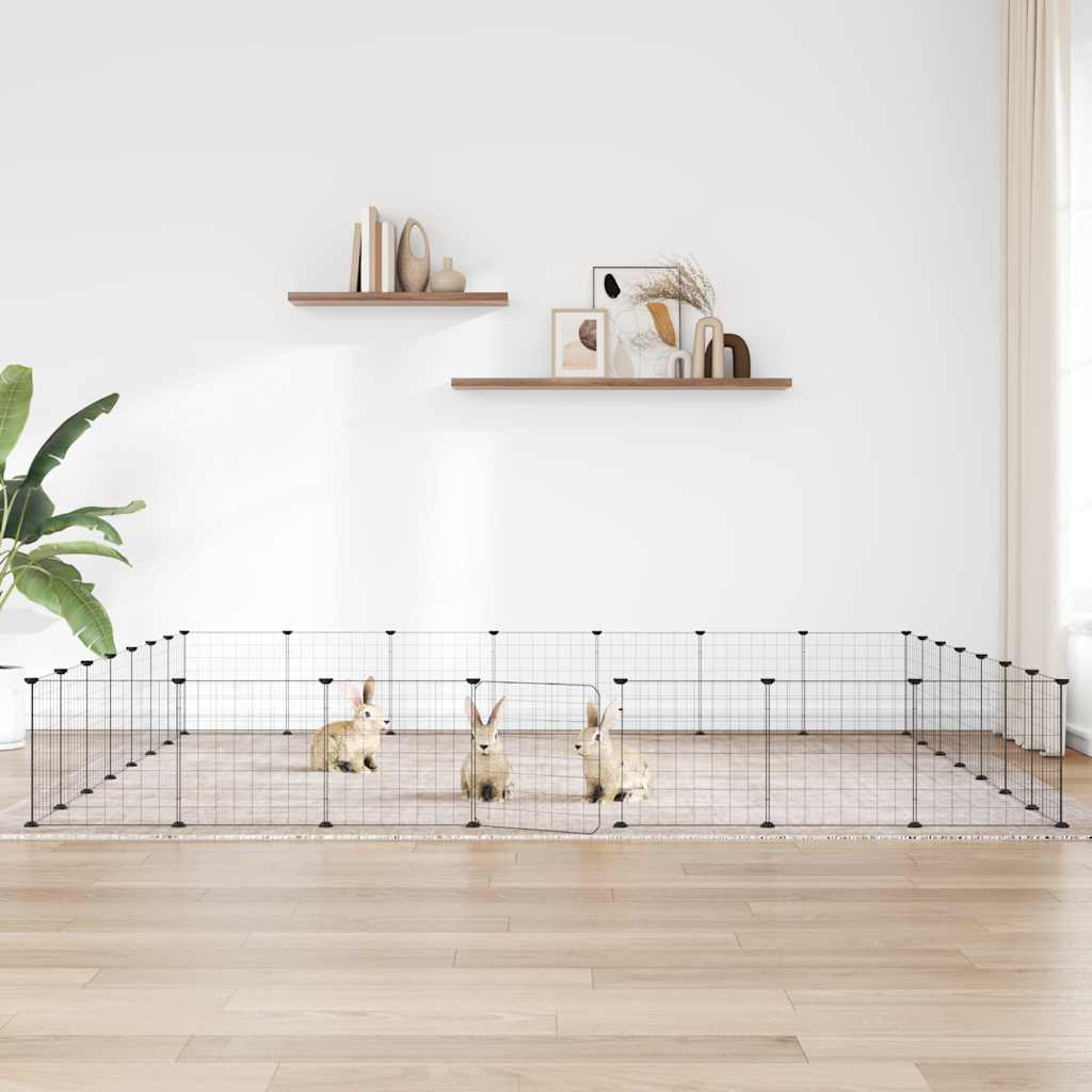 Hundgård svart 28 paneler 35x35 cm stål