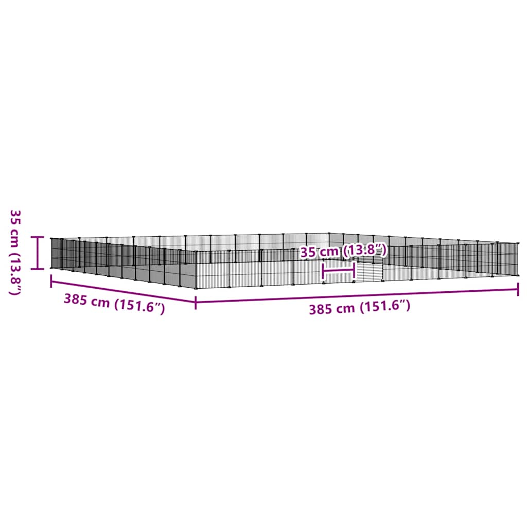 Hundgård svart 44 paneler 35x35 cm stål
