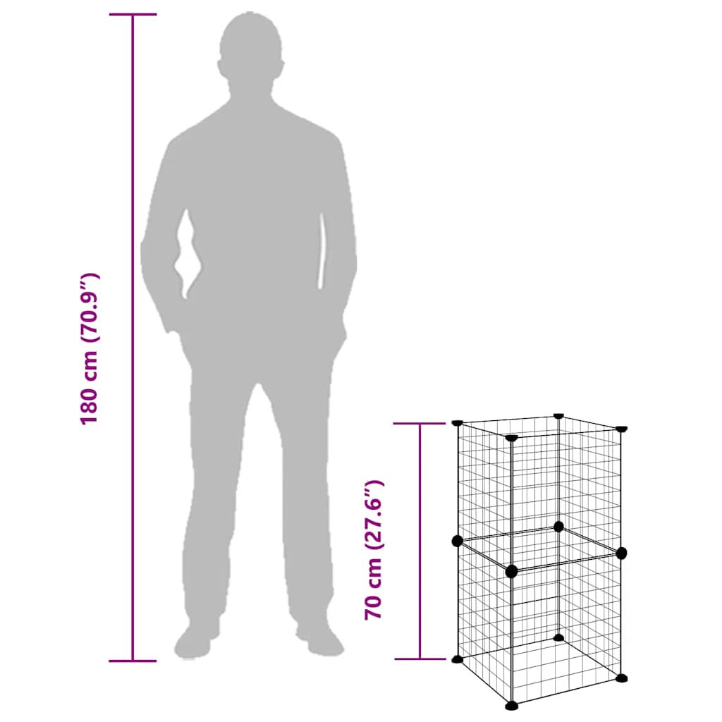 Husdjursbur svart 8 paneler 35x35 cm stål