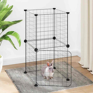 Husdjursbur svart 8 paneler 35x35 cm stål
