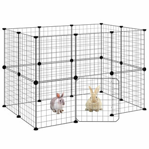 Hundgård svart 20 paneler 35x35 cm stål