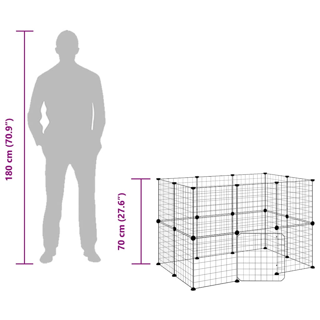 Hundgård svart 20 paneler 35x35 cm stål