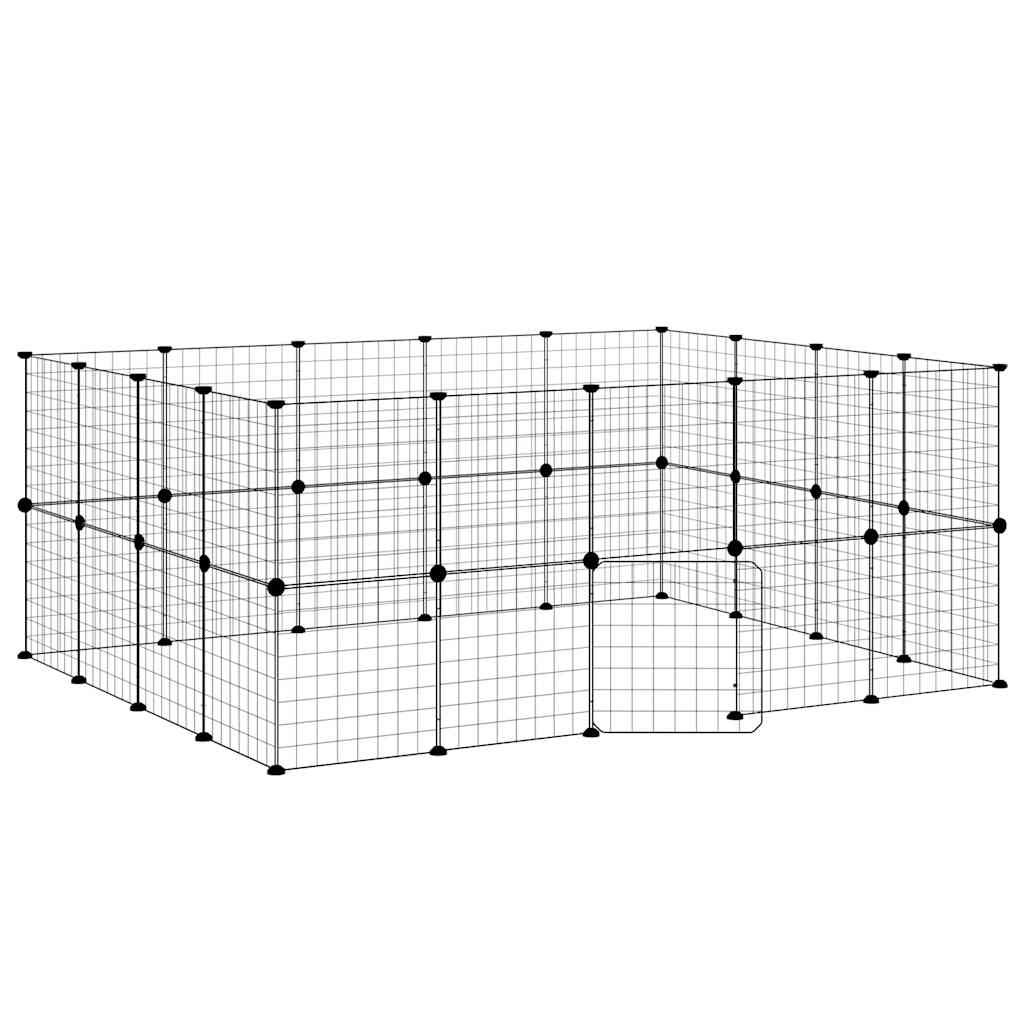 Hundgård svart 36 paneler 175x140x70 cm stål