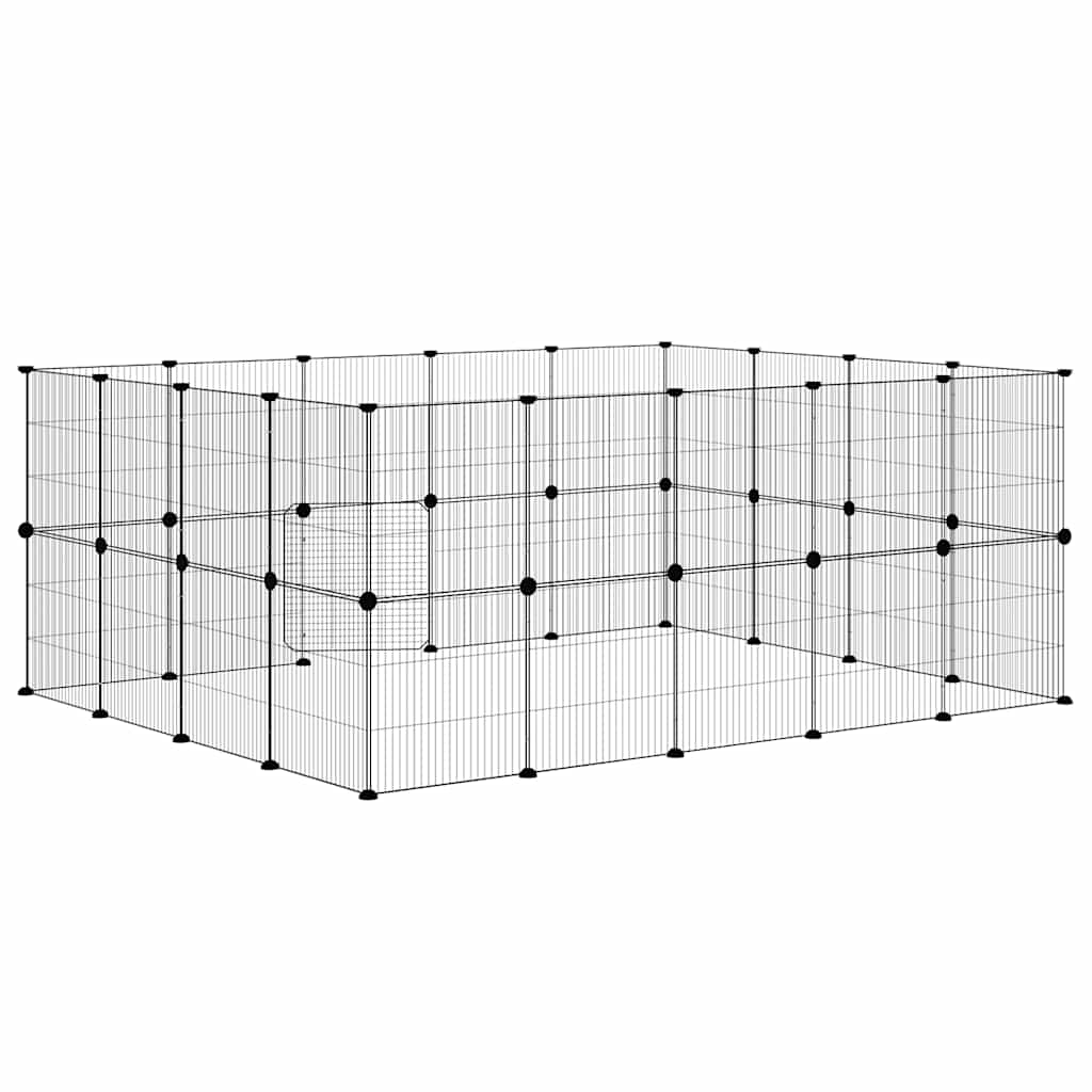 Hundgård svart 36 paneler 35x35 cm stål