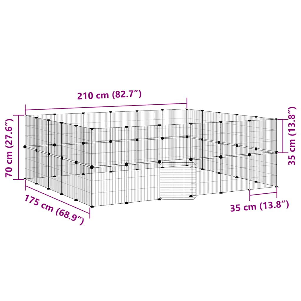 Hundgård svart 44 paneler 35x35 cm stål