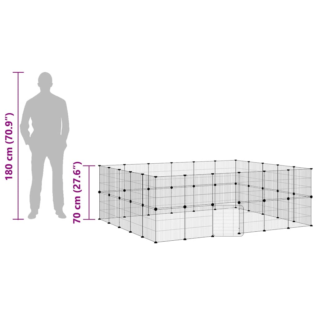 Hundgård svart 44 paneler 35x35 cm stål