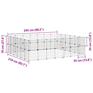 Husdjursbur svart 52 paneler 35x35 cm stål
