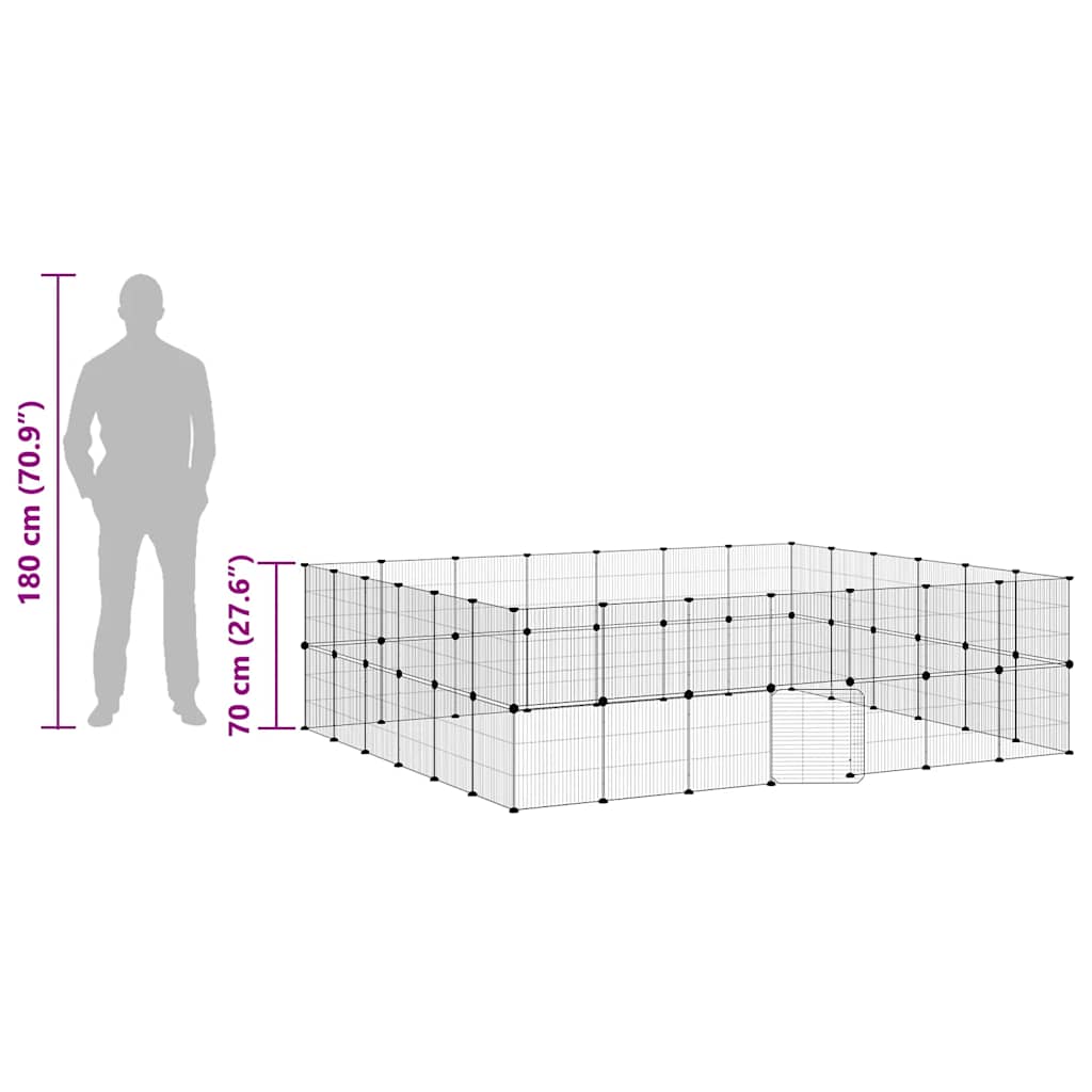Husdjursbur svart 52 paneler 35x35 cm stål