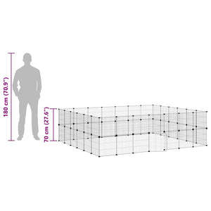 Husdjursbur svart 52 paneler 35x35 cm stål