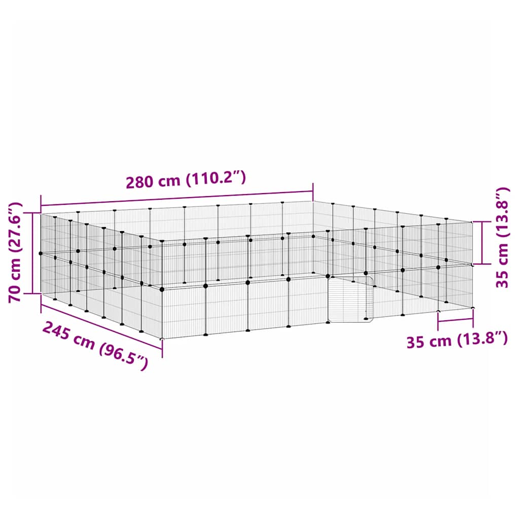 Hundgård svart 60 paneler 35x35 cm stål