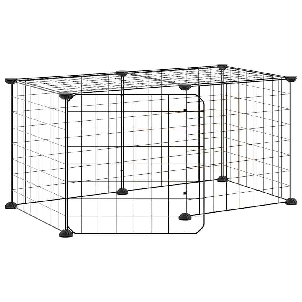 Husdjursbur svart 8 paneler 70x35x35 cm stål
