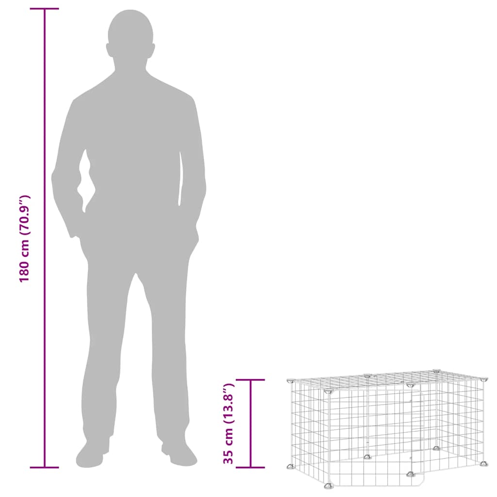 Husdjursbur svart 8 paneler 35x35 cm stål