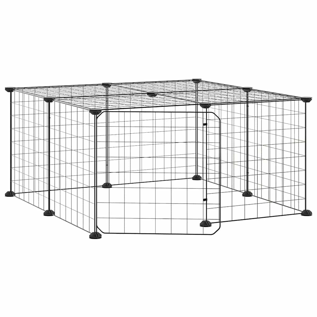 Husdjursbur svart 12 paneler 70x70x35 cm stål