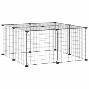 Husdjursbur svart 12 paneler 35x35 cm stål