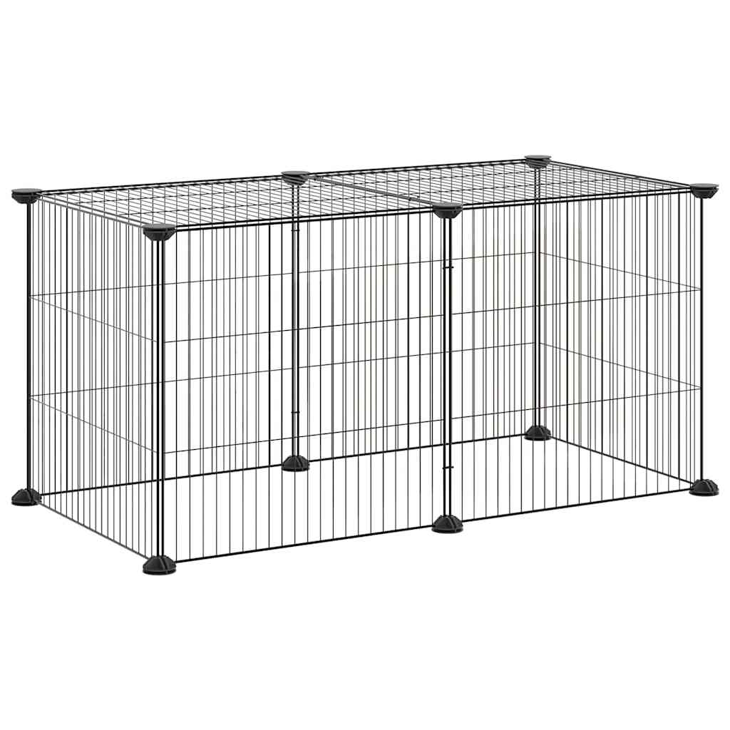 Husdjursbur svart 8 paneler 70x35x35 cm stål