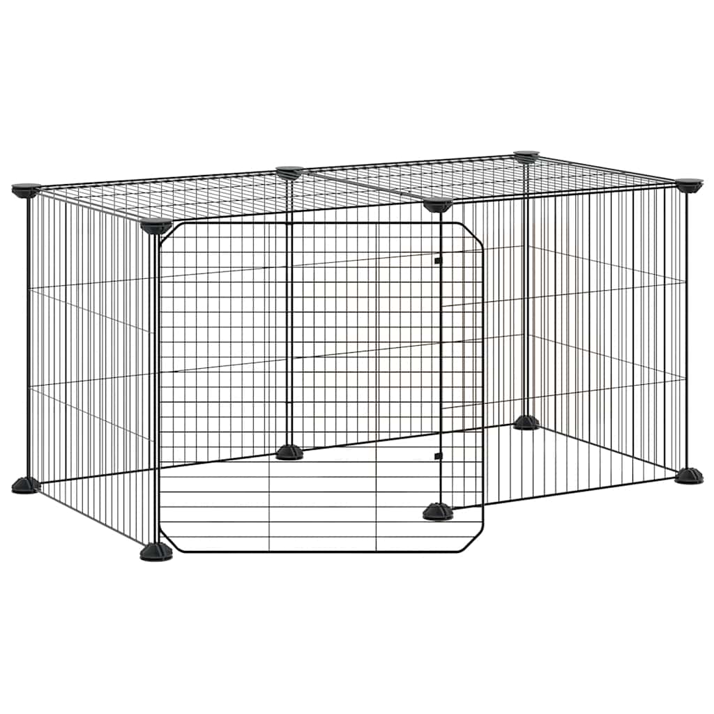 Husdjursbur svart 8 paneler 70x35x35 cm stål