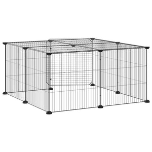 Husdjursbur svart 12 paneler 35x35 cm stål
